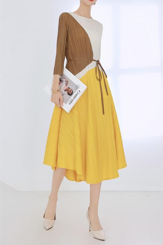 Le Malene 艺术色块收腰压褶款连衣裙 17013 商品图2