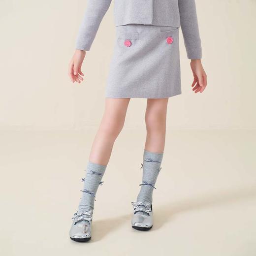 mettekids儿童100%羊毛衫2025秋冬小香风针织开衫女童短裙套装 商品图5