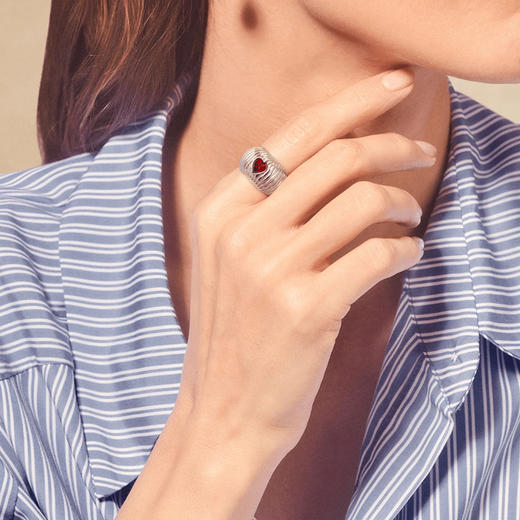订购4周到｜Tityaravy-Prema-银色 条纹 石榴石 戒指［法国设计师］ 商品图0