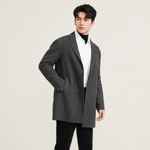 【54.8%羊毛】柒牌男士毛呢大衣2025秋冬季新款休闲保暖长款外套129D70220 商品图1