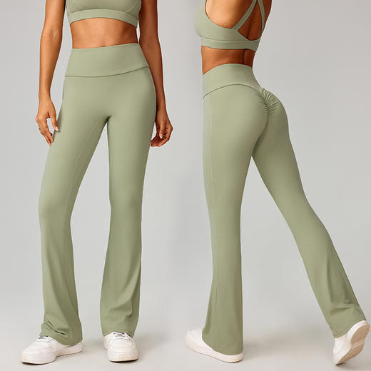 跃牌【轻匀系列】阔腿紧身裸感提臀瑜伽喇叭裤舞蹈高腰微喇休闲运动裤 商品图3