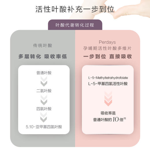 perdays女士多种复合维生素4倍高胆碱孕妇活性叶酸15种孕期营养 商品图2