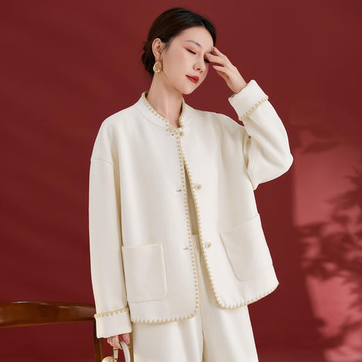 QS秋冬新款羊毛混纺醋酸外套温柔风韩系日常高级感上衣女1855 商品图2