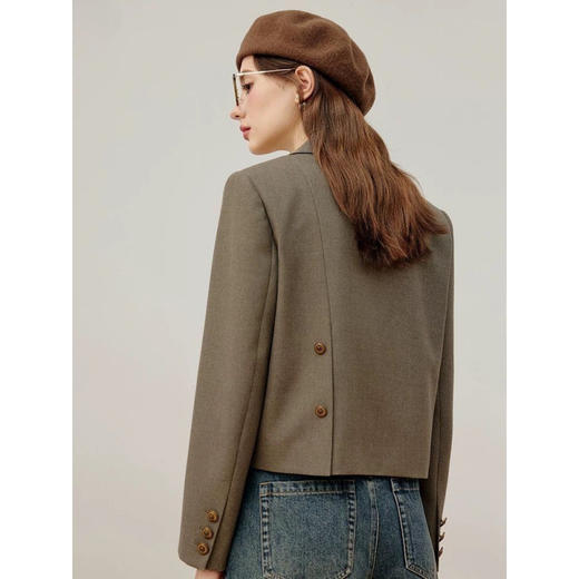 高级休闲咖啡色长袖，时尚洋气时髦西装外套GC-6nep5XaA 商品图3