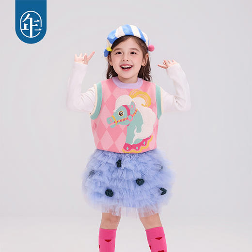 年衣童装针织马甲25秋冬新款男女童上衣新中式特马头针织马甲 商品图0