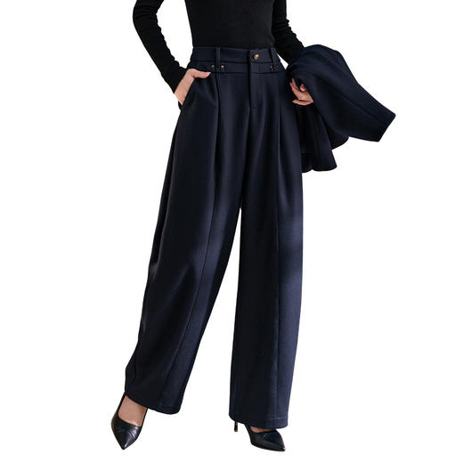 QS百搭秋季新款阔腿直筒长裤羊毛梭织休闲女款日常穿搭1203 商品图4