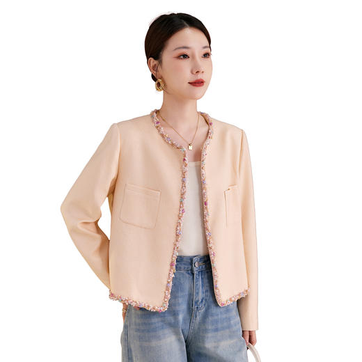 QS秋冬新款羊毛小香风外套气质短款圆领宽松型上衣女1991 商品图4