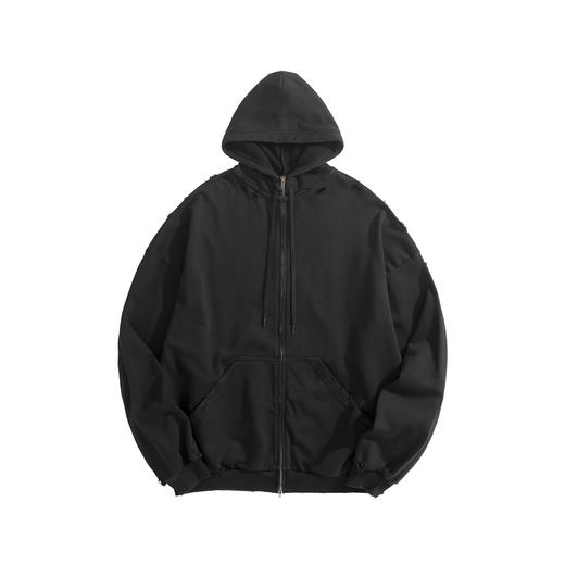 中性款胶带破损连帽卫衣外套B00 商品图0