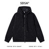 WT251SDSA男士秋冬新款痞帅男装极简风撞色格子拉链开衫抽绳连帽卫衣潮 商品缩略图1