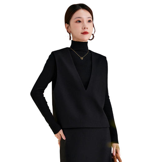 QS经典百搭显瘦气质马甲秋季新款100绵羊毛纯色上衣女2735 商品图4