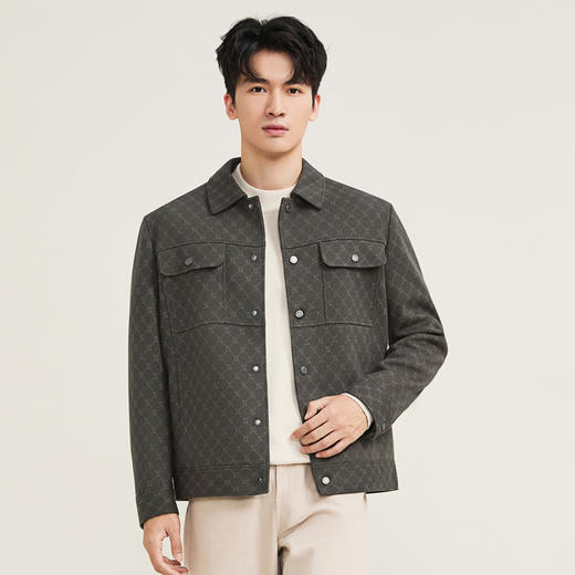 【满身提花工装茄克】柒牌翻领夹克2025秋季弹力柔软都市时尚外套129K70730 商品图1