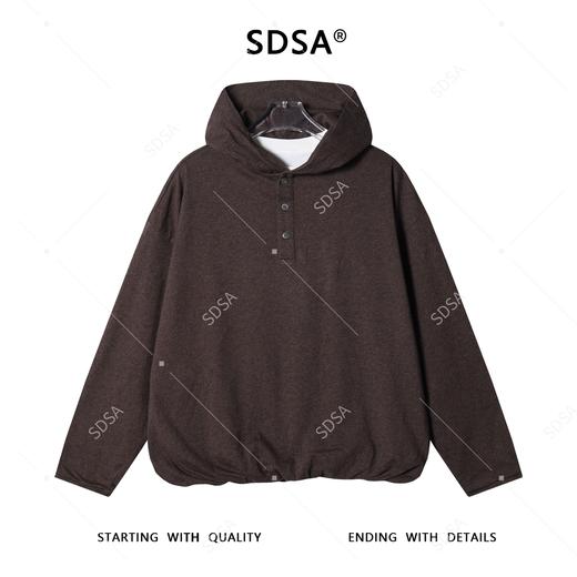35530SDSA男士秋冬新款痞帅男装简约纯色半纽扣连帽卫衣设计师时尚上衣 商品图1