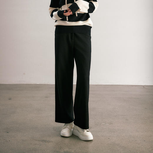 ICB日系秋季通勤职业OL宽松版纯羊毛休闲长裤阔腿裤下装商场同款 商品图0