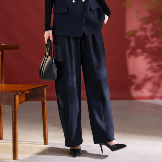 QS百搭秋季新款阔腿直筒长裤羊毛梭织休闲女款日常穿搭1203 商品图2