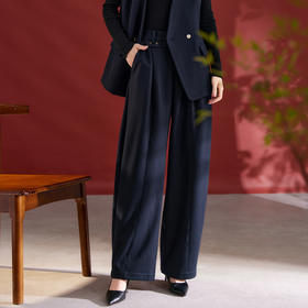 QS百搭秋季新款阔腿直筒长裤羊毛梭织休闲女款日常穿搭1203