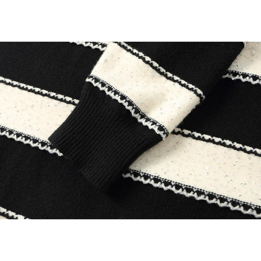 GZ21-8510-258大码长款毛衣裙2025秋冬新款显瘦打底衫高级感胖mm条纹针织连衣裙 商品图3