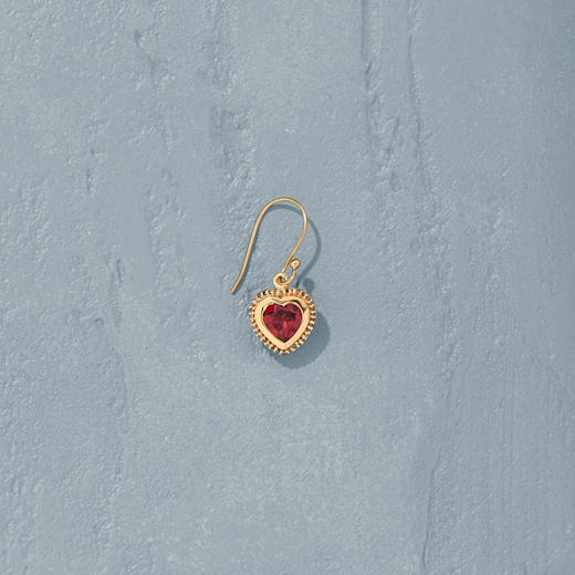 北京仓｜Tityaravy-Gini-金色 心形 石榴石 吊坠 耳环（单只）［法国设计师］ 商品图1