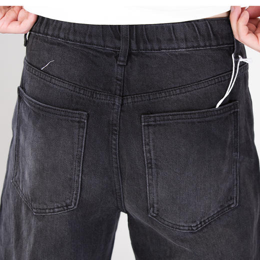 DRONKOO 2025 半松紧腰膝盖内侧双褶位中厚牛仔长裤 商品图4