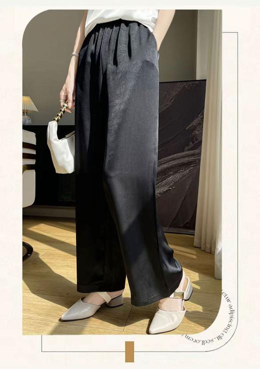 这款超好穿！！清仓必入！8989仿醋酸顺滑缎面松紧腰九分直筒裤-喜出 商品图2