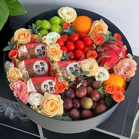 中秋节月饼玫瑰鲜花花束礼盒上海鲜花速递同城北京上海广州深圳送长辈女友对象美好祝福