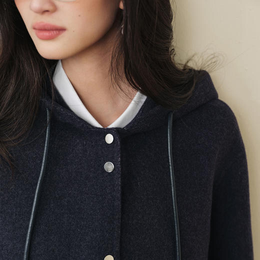 【严选】诗凡黎学院风绵羊毛双面呢大衣2025秋冬新款复古宽松中长款外套女7G9370281 商品图3