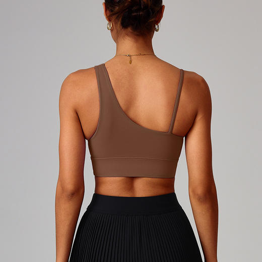 跃牌【轻匀系列】斜单肩不规则美背瑜伽文胸速干运动弹力内衣跑步健身背心WX60321 商品图1