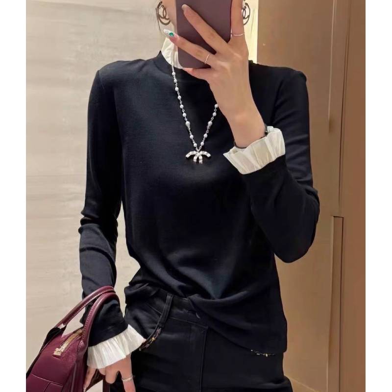 S.Y.C【黑天鹅】100美丽诺羊毛女士紧身T恤长袖针织内搭