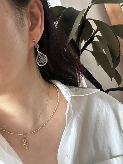 SpoiledBrat Jewelry戏剧系列 |14K注金斜长石坦桑石尖晶石耳环 商品图1