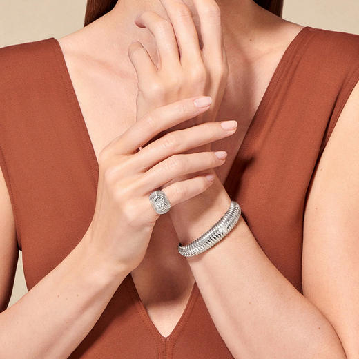 订购4周到｜Tityaravy-Prema-银色 条纹 白托帕石 手镯［法国设计师］ 商品图1