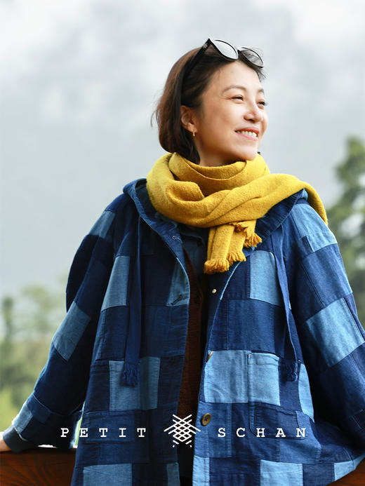 PETIT SCHAN小闪 CLO#908 Self-taught tailor 野裁缝 纯棉百家布牛仔连帽外套 商品图0