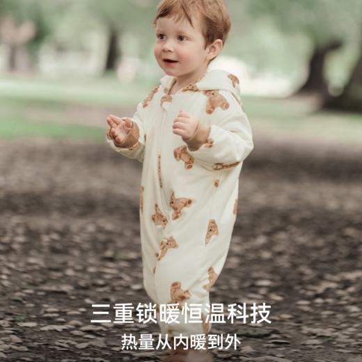 嫚熙婴儿连体衣连帽卫衣宝宝保暖衣服夹棉早秋冬外出服新款爬服-H 商品图1