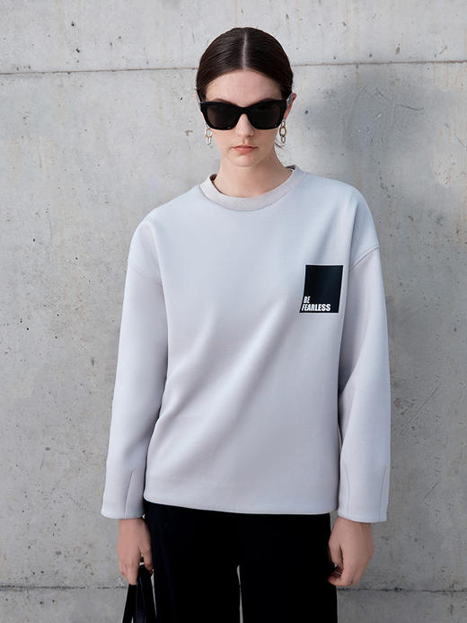 ICB日系春季通勤宽松混纺空气棉圆领套头长袖卫衣针织衫商场同款 商品图0