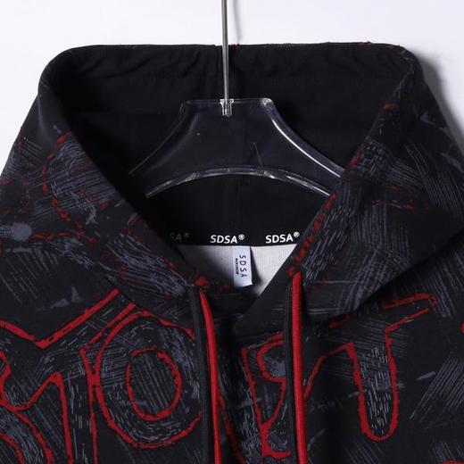 WY1067SSDSA男士秋冬新款痞帅男装美式撞色割破字母抽绳连帽卫衣网红款 商品图2