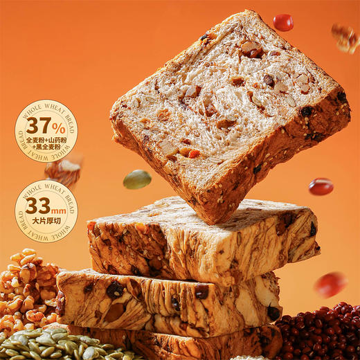 全麦坚果厚切吐司手撕面包饱腹代餐自律期早餐面包零食三明治吐司 商品图1
