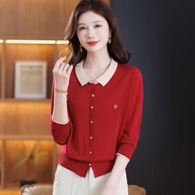 GZ5309-51 2025秋装新款洋气小衫短袖女宽松显瘦翻领针织衫半袖套头漂亮上衣