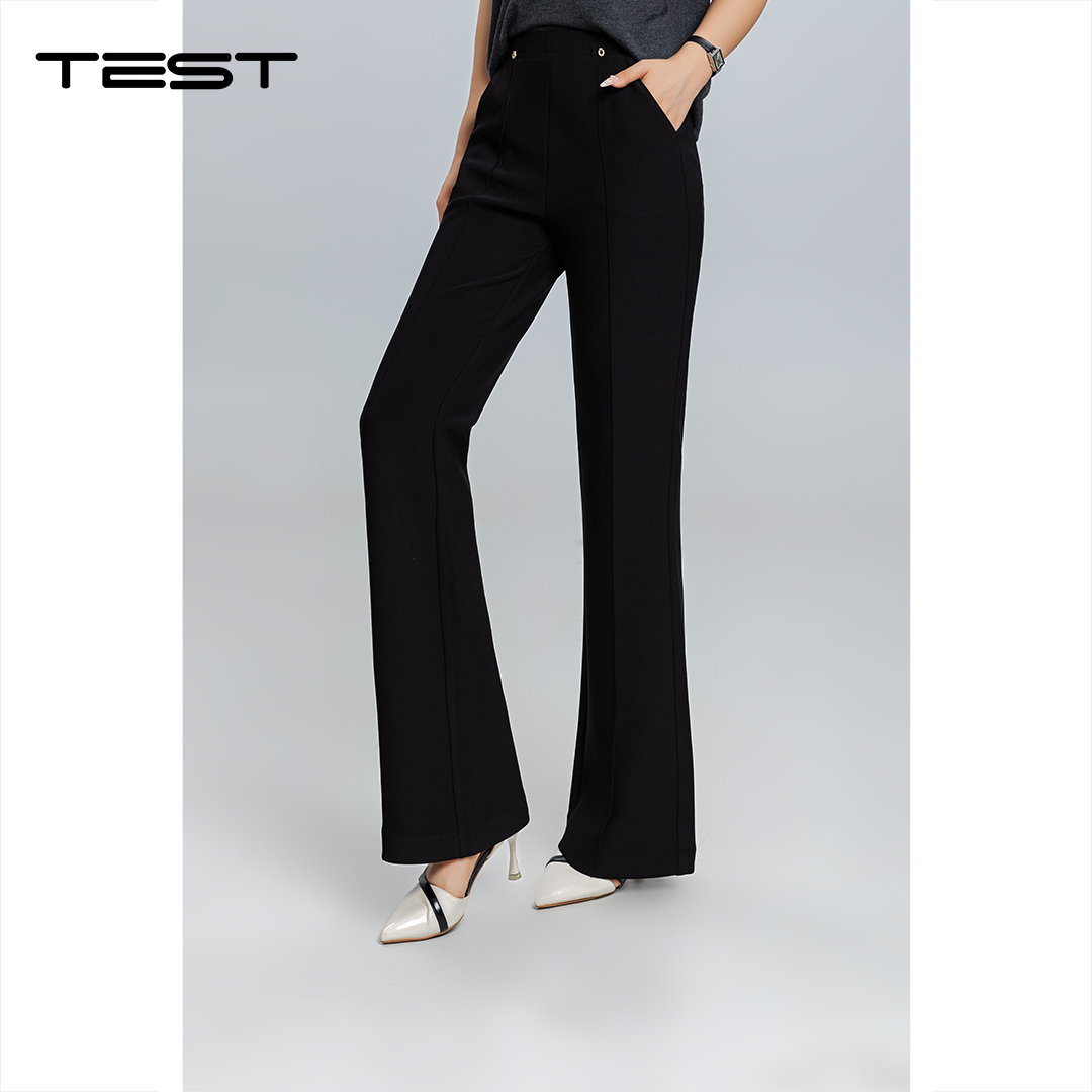 秋上新简约时尚黑色微喇百搭修身休闲裤3253042