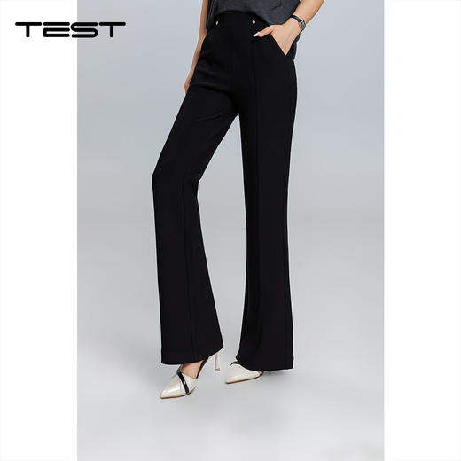 秋上新简约时尚黑色微喇百搭修身休闲裤3253042 商品图0