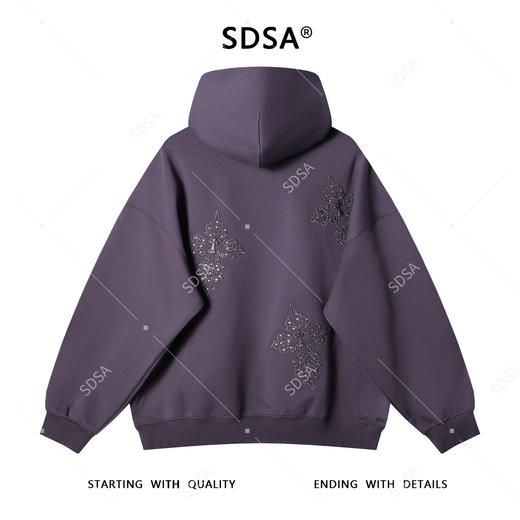 D012SDSA秋冬新款痞帅男装潮牌刺绣字母连帽卫衣十字金属装饰百搭上衣 商品图4