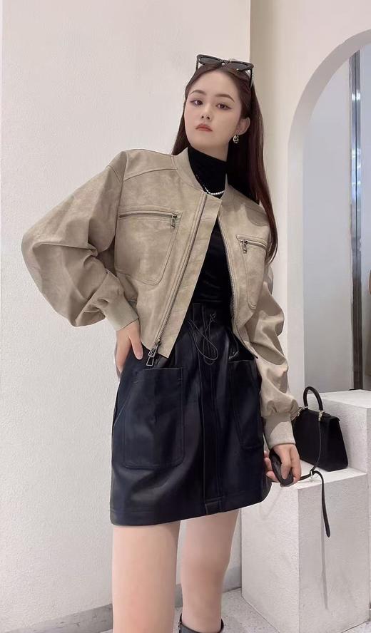 【秋上新】2528休闲棒球领PU外套短款皮衣-喜出 商品图2