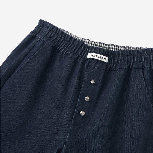 HERLIAN 2025秋季新品女士松紧腰头弯刀牛仔裤 商品图3