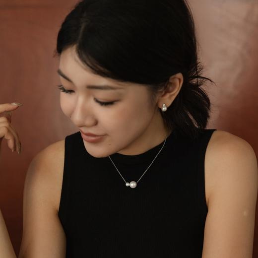 阮仕珍珠 双生花系列S925银 淡水珍珠链牌 6-6.5/11-12mm 正圆 极微瑕 极强光 商品图1