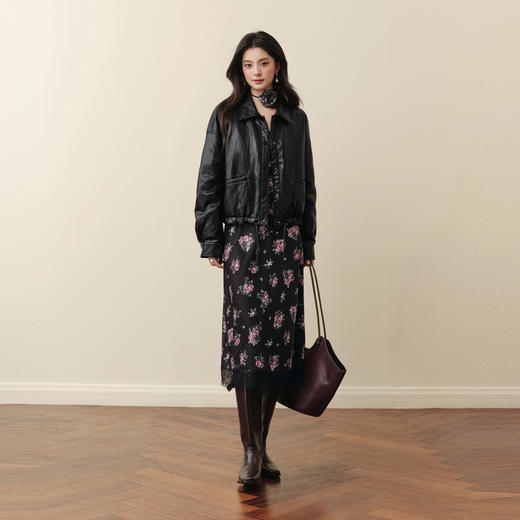 【严选】孟子义代言诗凡黎机车风蛋白皮衣外套2025秋冬宽松短款轻薄羽绒服7G9380021 商品图1