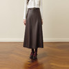 【严选】孟子义代言诗凡黎咖色PU皮半身裙2025秋新款A字高腰显瘦蛋白皮裙7G9141031 商品缩略图0