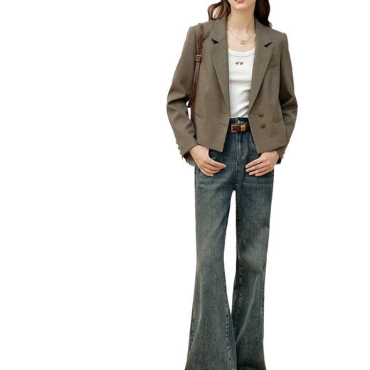 高级休闲咖啡色长袖，时尚洋气时髦西装外套GC-6nep5XaA 商品图4