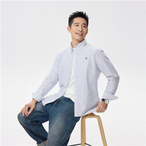佐丹奴牛津纺衬衫男新款纯棉男士帅气通勤长袖袖衬衫01045083 商品图3