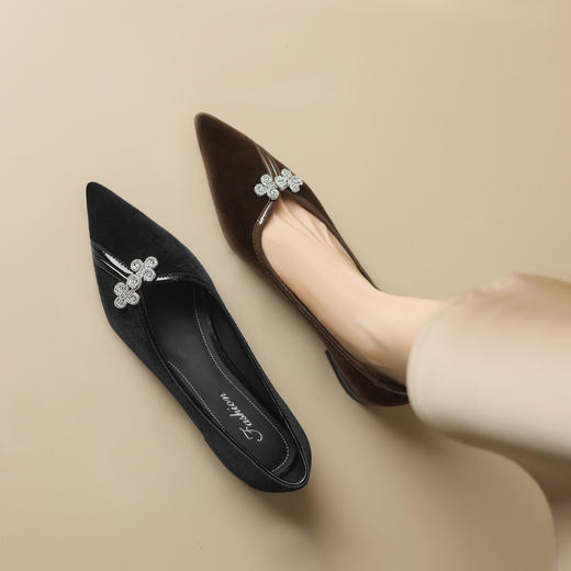 【预售5天】真皮国风单鞋尖头浅口，中跟鞋粗跟气质新中式礼服款女鞋YS&0285 商品图2