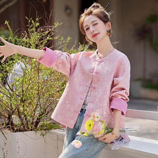 新中式提花复古，年轻款洋气显瘦上衣HR-SYY2715 商品图2