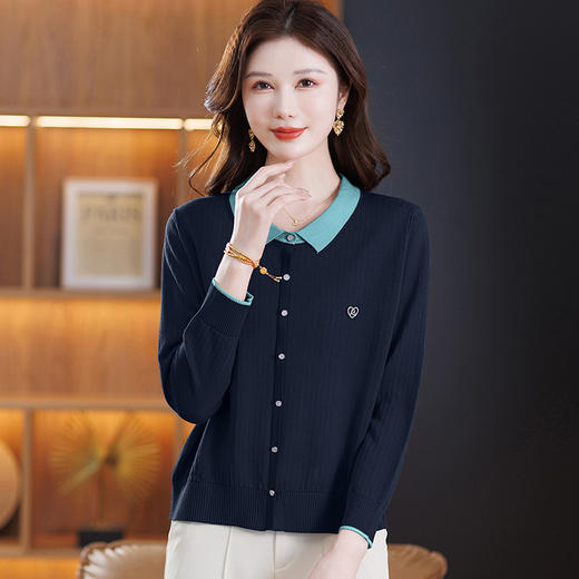 GZ5309-51 2025秋装新款洋气小衫短袖女宽松显瘦翻领针织衫半袖套头漂亮上衣 商品图1