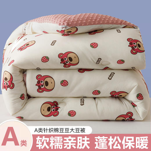 【软糯亲肤！蓬松保暖】A类母婴级，安心睡眠，豆豆绒被子大豆纤维被芯儿童针织棉学生宿舍四季秋冬被。rb 商品图2
