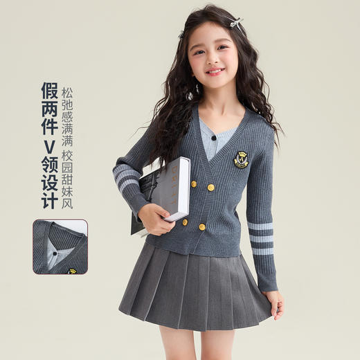 韩系假两件学院针织衫 商品图2